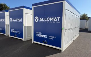 Modules Domino Sanitaire Event personnalisés aux couleurs d’Allomat