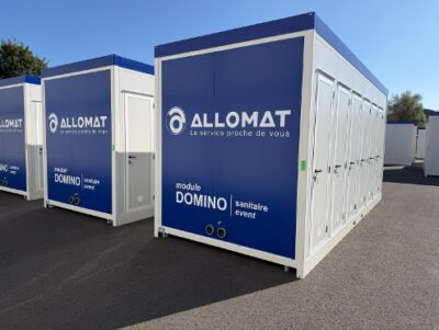 Modules Domino Sanitaire Event personnalisés aux couleurs d’Allomat